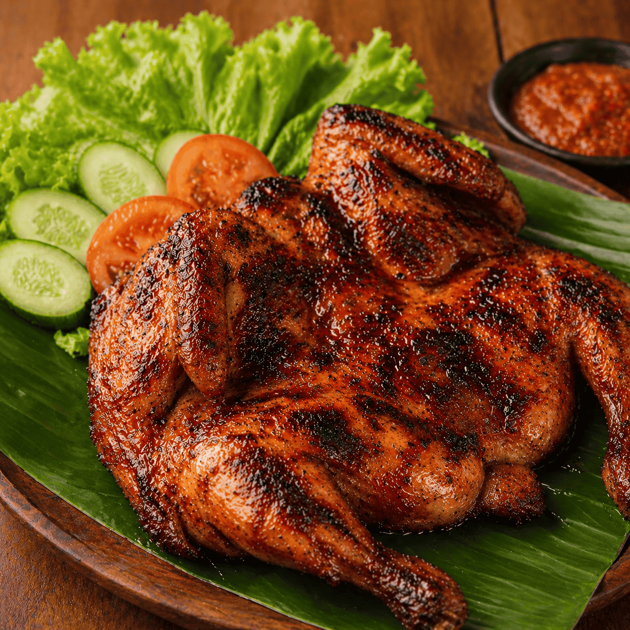 Ayam Bakar 1/2 Ekor dengan lalap dan sambal